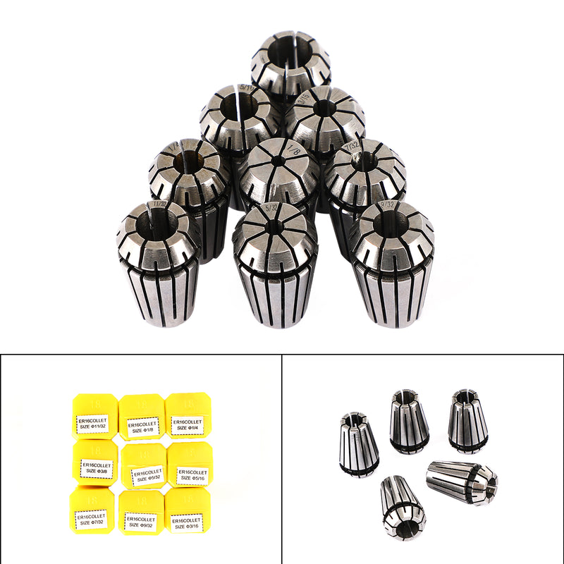 9Pcs/12PCS/10Pcs/ ER16 Spring Collet Set For CNC Milling Lathe Machine