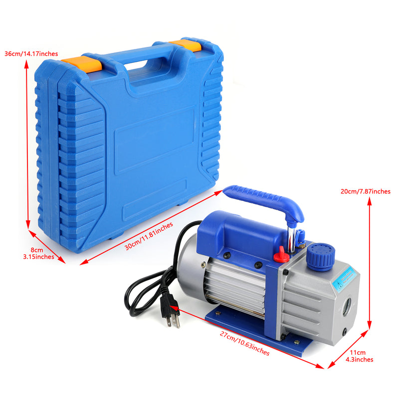 Combo 3.5CFM 1/4HP Air Vacuum Pump HVAC + R134A Kit AC A/C Manifold Gauge Set