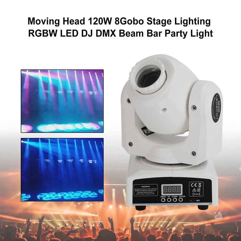 1/2/4 Set Moving Head 120W 8Gobo Stage Lighting RGBW LED DJ DMX Beam Bar Party Light