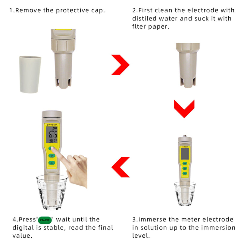 Digital PH TEMP Tester Meter Pen For Aquarium Pool Wine Water Laboratory Food