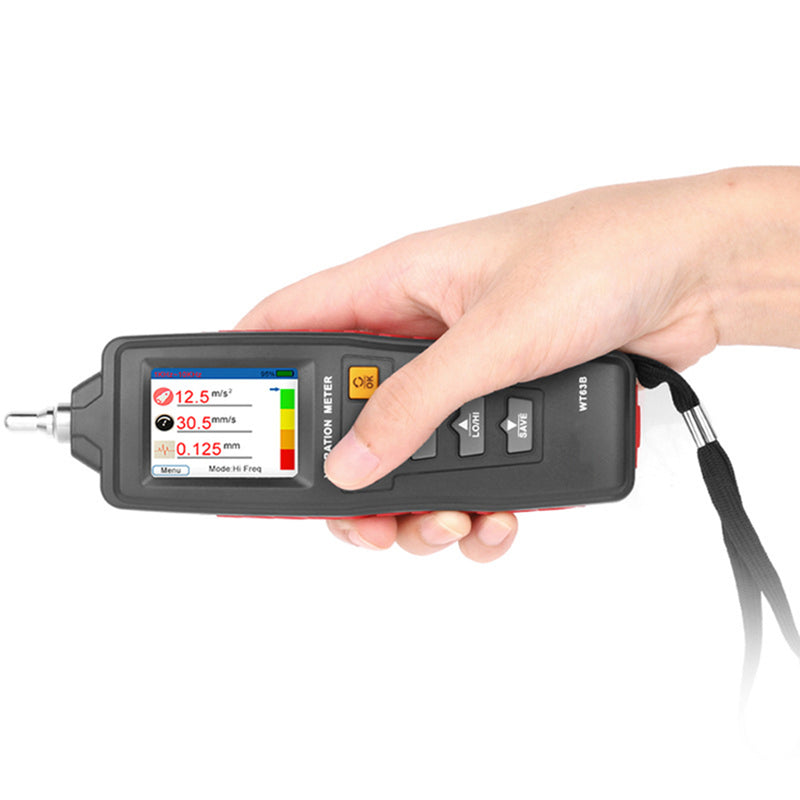 WT63B LCD Digital Vibration Meter Vibrometer Acceleration Displacement Tester