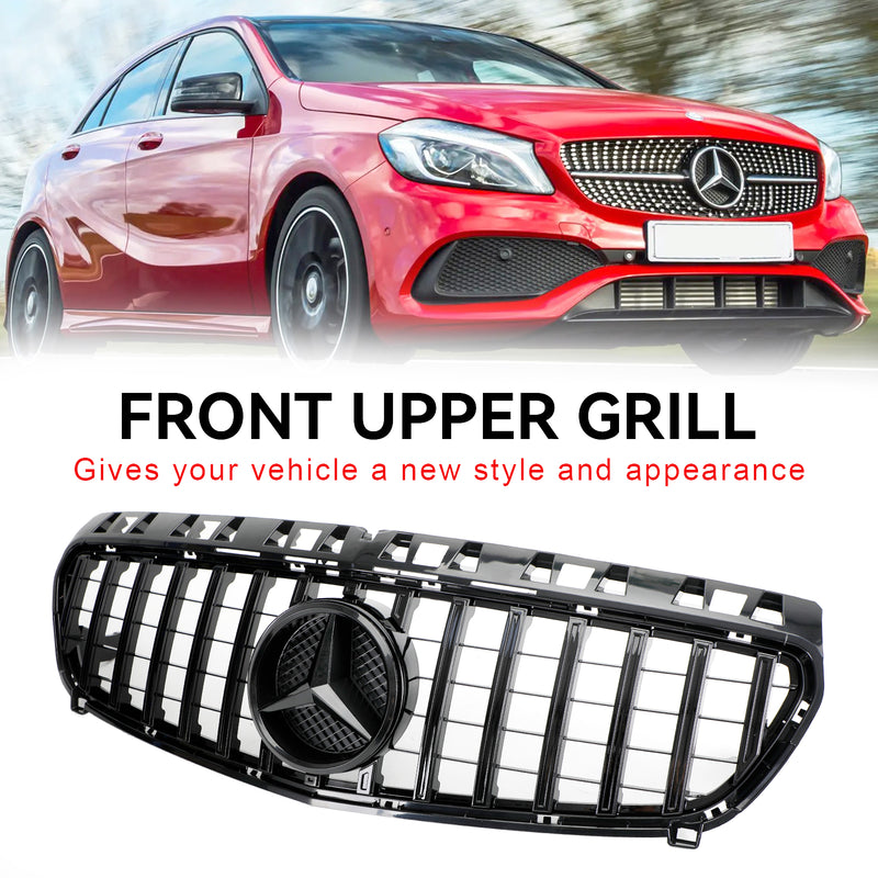 2013-2015 Mercedes Benz A CLASS W176 Gloss Black Front Bumper Grille Grill