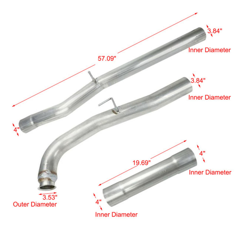 2011-2015 Chevrolet Silverado GMC Sierra 6.6L Duramax LML Diesel 4" Exhaust Muffler Pipe & EGR Delete Kit