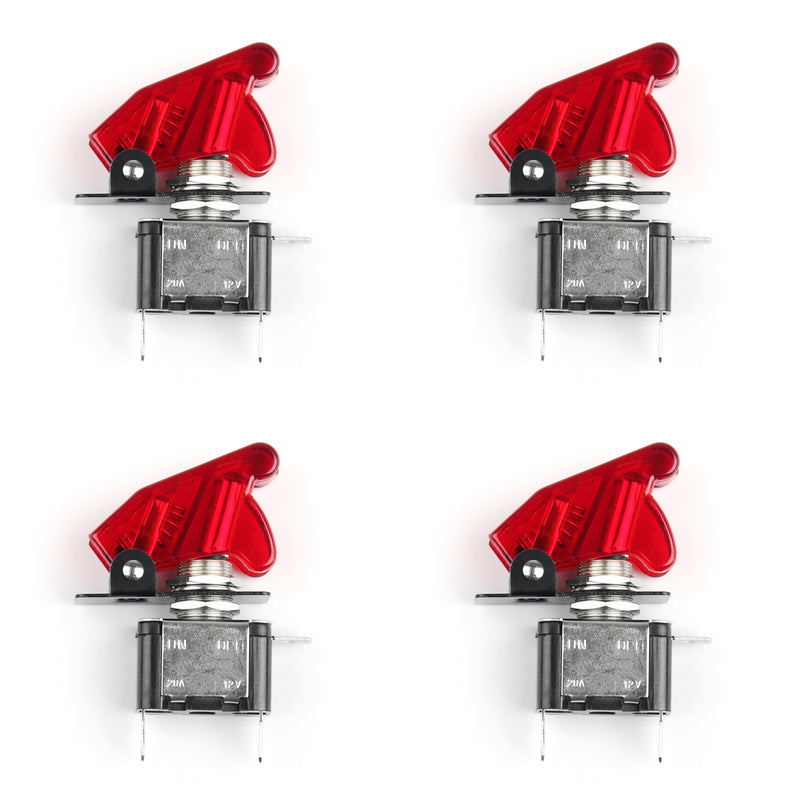 4Pcs 12V 20A Red Cover LED Light Rocker Toggle Switch SPST ON/OFF Car Truck Boat