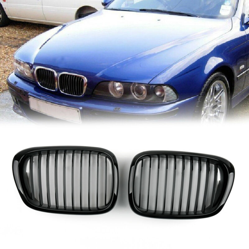 Front Fence Grill Grille ABS Gloss Black Mesh For 2001-2004 BMW 5-Series Generic