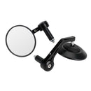 CUSTOM HANDLEBAR MIRROR BLACK 4" ROUND LEFT & RIGHT SIDE 7/8" ADAPTORS 16-19MM