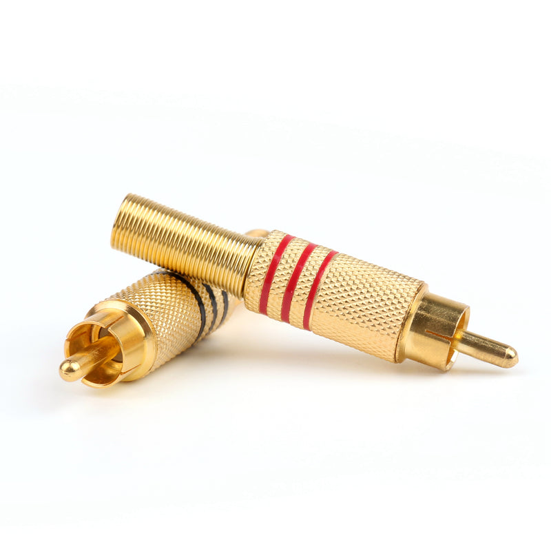 100 Pcs Gold Plated RCA Plug Audio Male Connector W Metal Spring