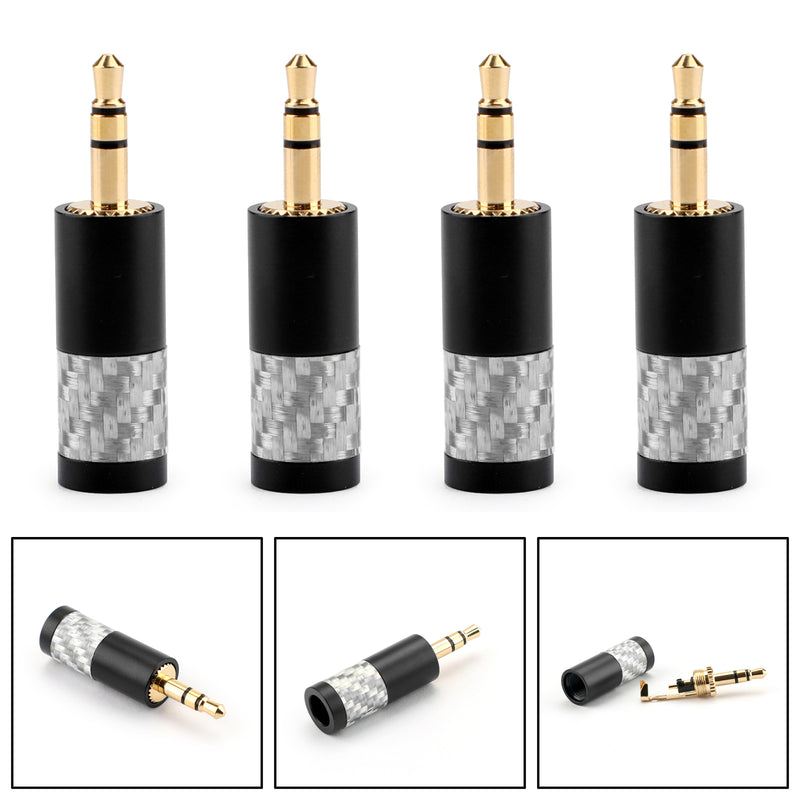 4PCS Mini 3.5mm 3 Pole Stereo Plug Fit DIY Headphone Audio Connector Black