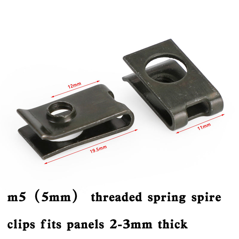 10x Small M5 5mm Motorcycle Fairing Spring Clips Speed Spire Nuts Clip U Nut Generic