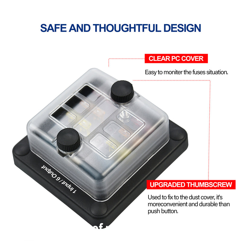 6 Way/12 Way Blade Fuse Box Block Holder ATO ATC for Car Marine Boat Waterproof