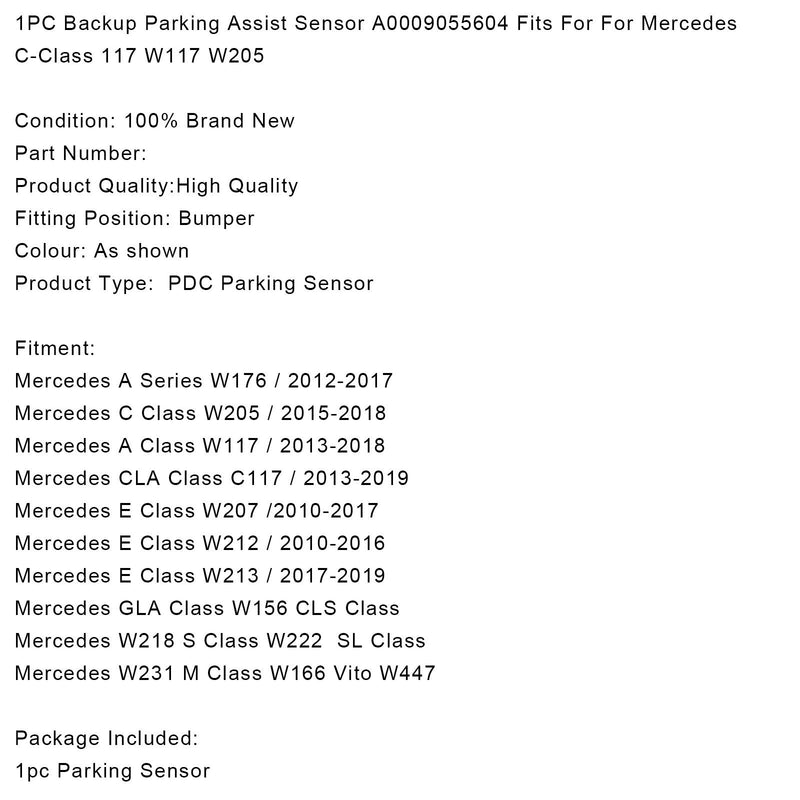 1Pc Backup Parking Assist Sensor A0009055604 Fits For Mercedes C-Class W117 W205 Generic