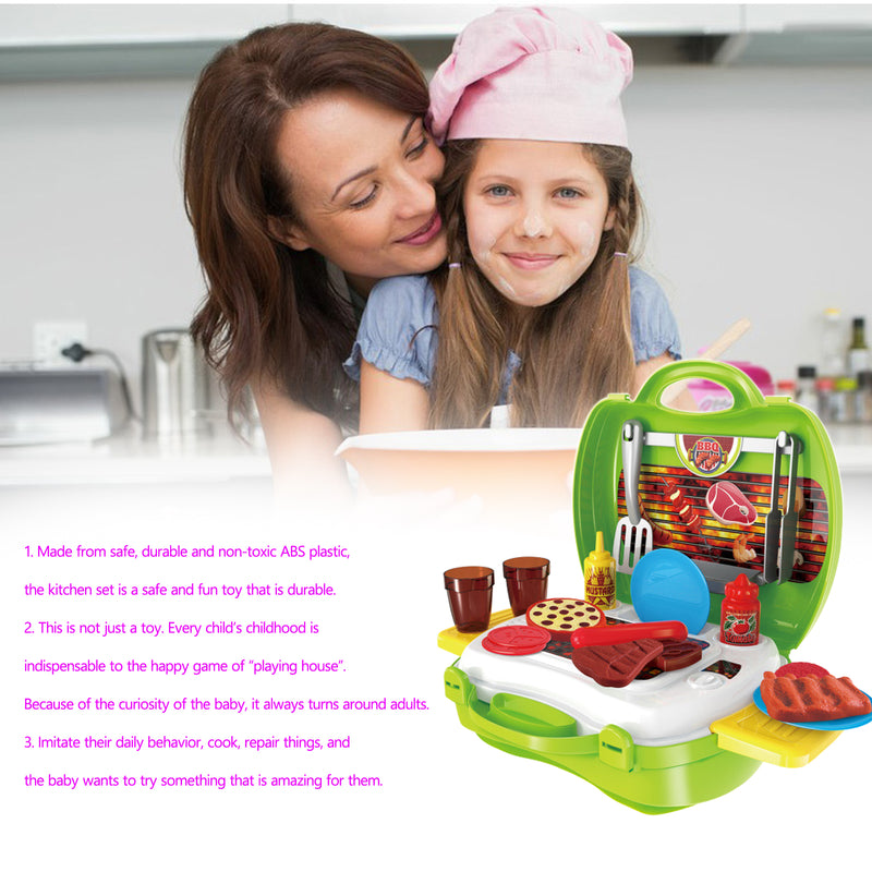 Toddler Children Food Cooking Kitchen Set Toys BBQ Grill For Kid Pretend Play