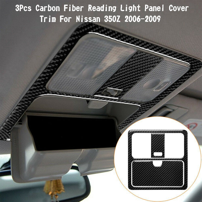 3Pcs Carbon Fiber Reading Light Panel Cover Trim For Nissan 350Z 2003-2009 Generic