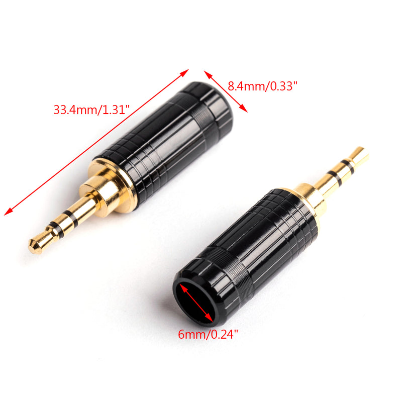 2PCS Mini 2.5mm Stereo 3 Pole Plug Audio Connector For DIY Headphone Black