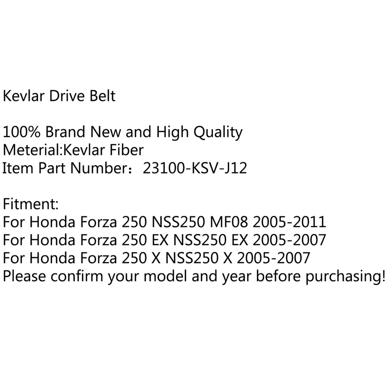 Premium Drive Belt For Honda Forza 250 NSS250 MF08 05-11 EX NSS250 05-07 Generic
