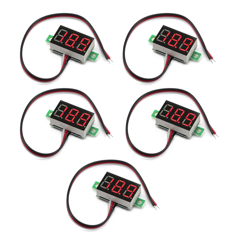 5x Mini DC 0-30V Red LED 3-Digital Display Voltage Voltmeter Panel Calibratable