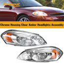 2014-2016 Chevrolet Impala Limited Chrome Housing Clear Amber Headlights Assembly