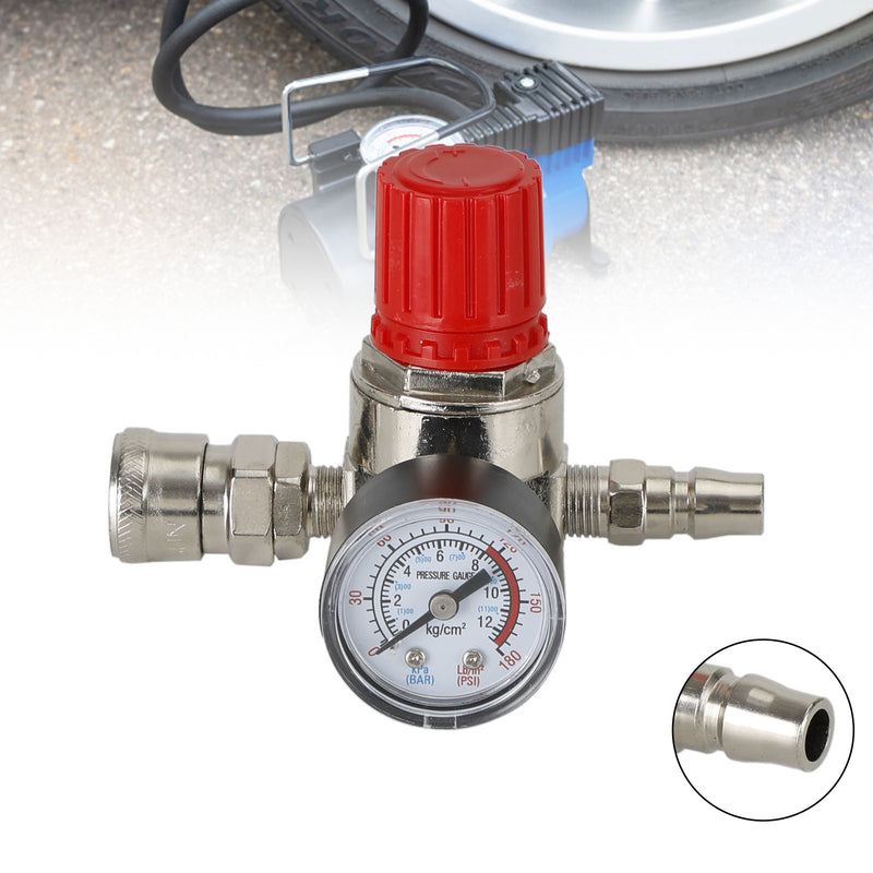 Air Compressor 1/4" Regulator Pressure Gauge Switch Valve Control 175 Psi