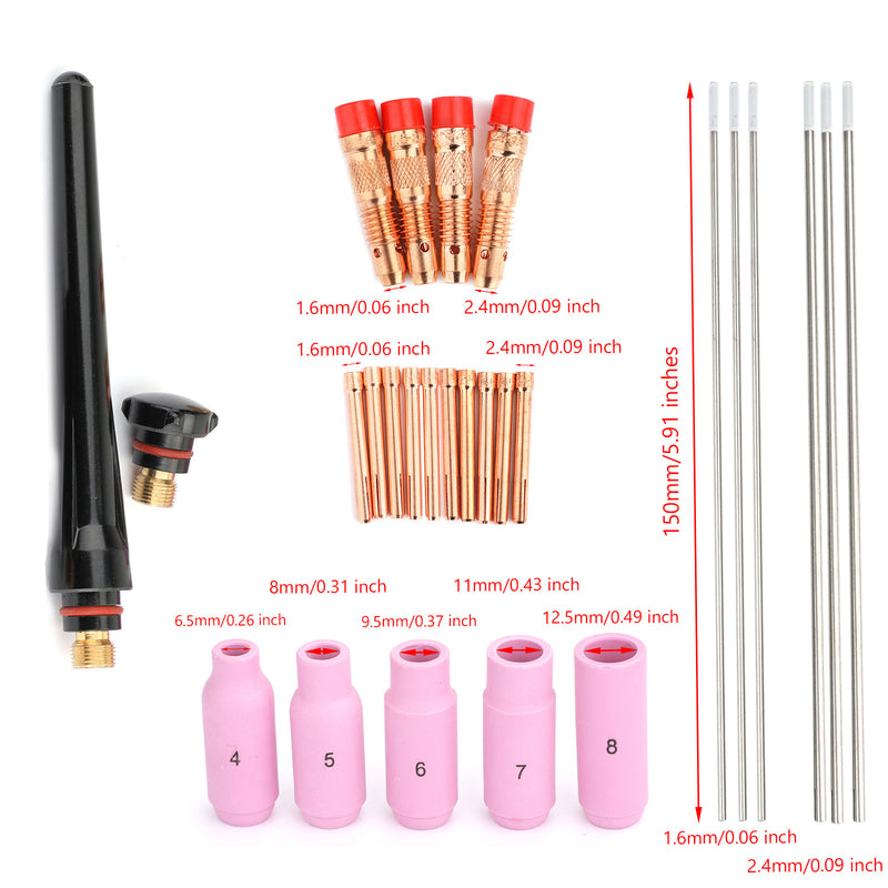 37pcs TIG Welding Torch 17/18/26 Wear Parts Set