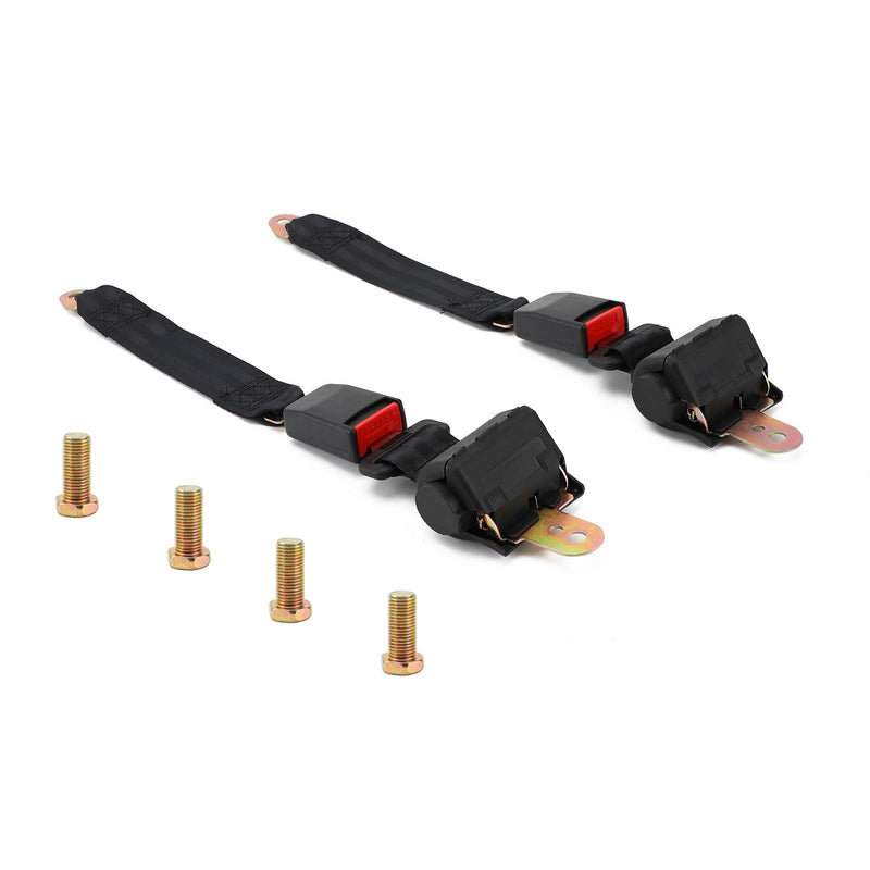 2 Sets 2 Point Retractable Auto Car Safety Seat Belt Buckle Universal Adjustable Generic