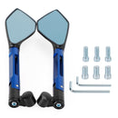 Universal CNC Aluminum Motorcycle Handlebar Rear View Mirrors Blue Anti-glare Mirror for Honda for Yamaha for Suzuki Generic