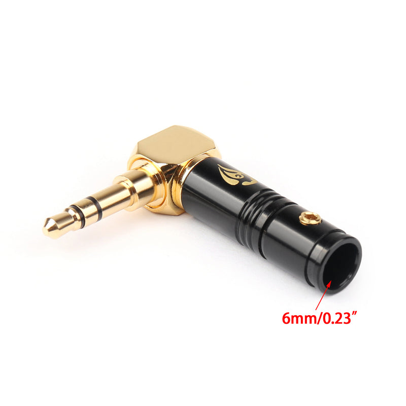 1PCS 3.5mm 3 Pole TRS 90¡ãStereo Male Audio Plug Connector For Headphone Black