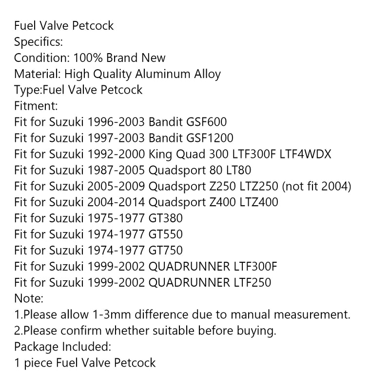 Gas Fuel Petcock Valve Switch Pump For Suzuki LT80 LTZ400 Z400 LTZ250 LTF300 Generic