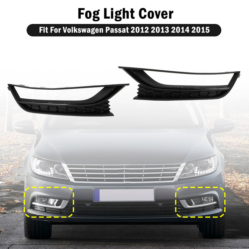 Volkswagen Passat 2012-2015 Black 2PCS Front Honeycomb Driving Fog Light Cover