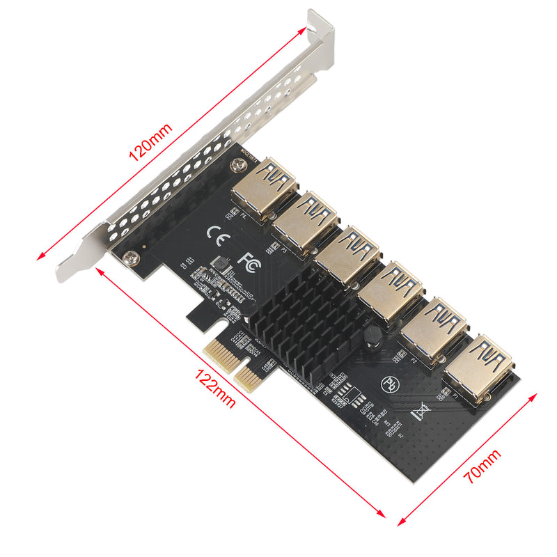 20Gbs PCI-E X4 to 6*USB3.0 PCI-E X1 Riser Card Adapter Extender fit for Mining