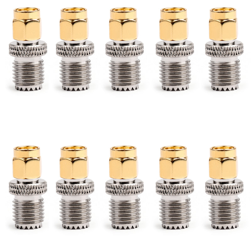 10Pcs SMA Male Plug To Mini UHF Female Jack Plug Straight RF Coaxial Adapter 50Ω