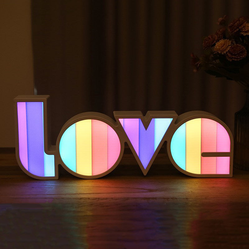 LED Rainbow Neon Sign Light 3D LOVE Bedside Night Light Wedding Party Decoration