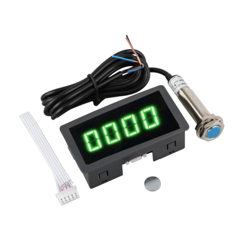 Tachometer 4 Digital LED Tach RPM Speed Meter + Hall Proximity Switch Sensor NPN