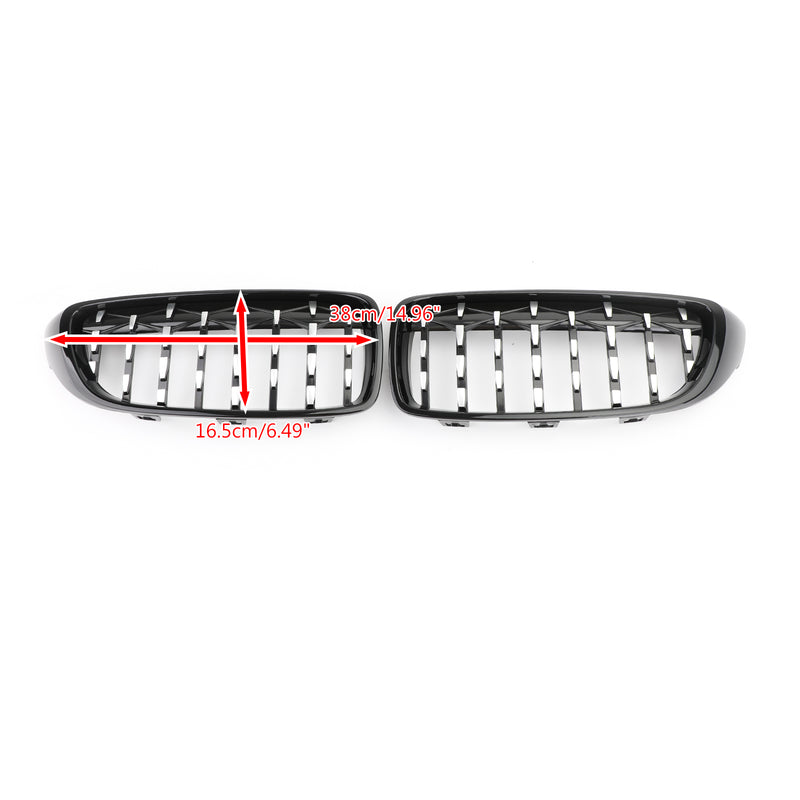 Diamond Front Upper Grille For BMW 4 Series F32 F33 F36 F82 14-18 Black & Chrome Generic