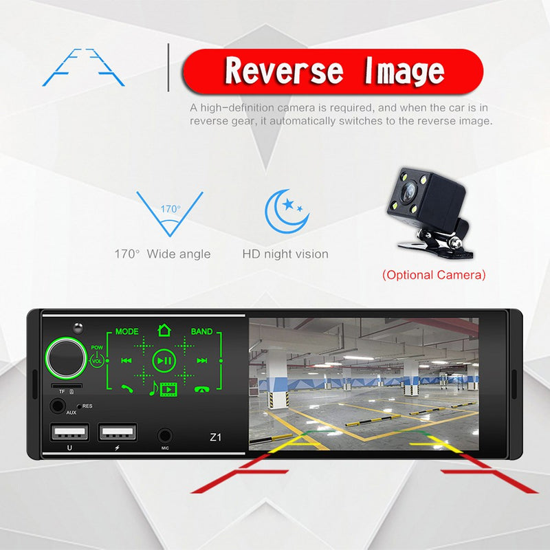 Single Din Touchscreen Radio Bluetooth Car Stereo 4 Inch FM + Rear View Camera