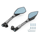 Universal CNC Aluminum Motorcycle Handlebar Rear View Mirrors Blue Anti-glare Mirror for Honda for Yamaha for Suzuki Generic