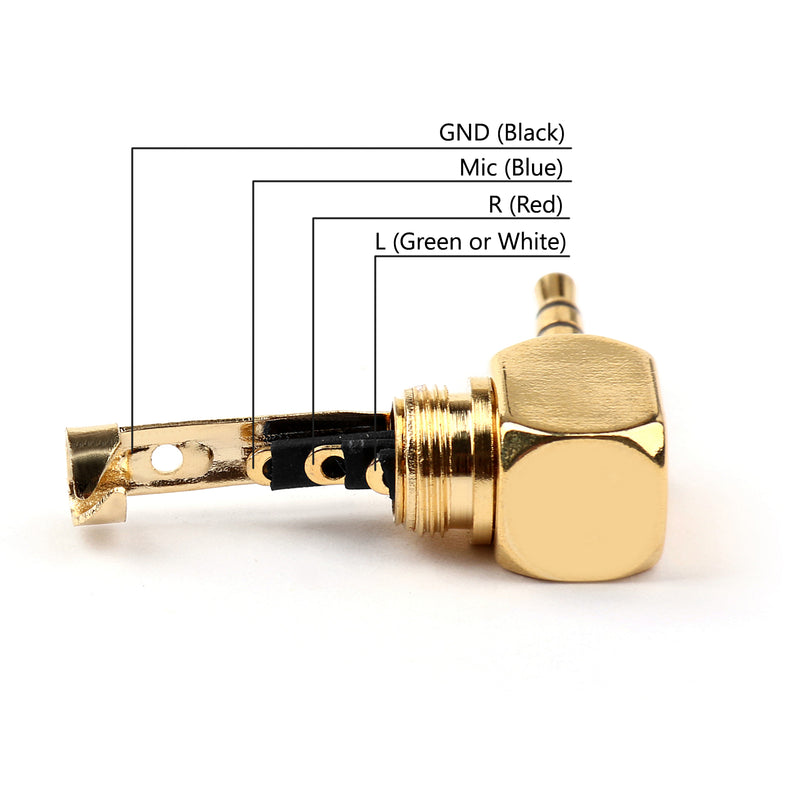 1PCS 2.5mm 4 Pole TRRS Mini Audio Male Plug Right Angle 90¡ã Connector Gld