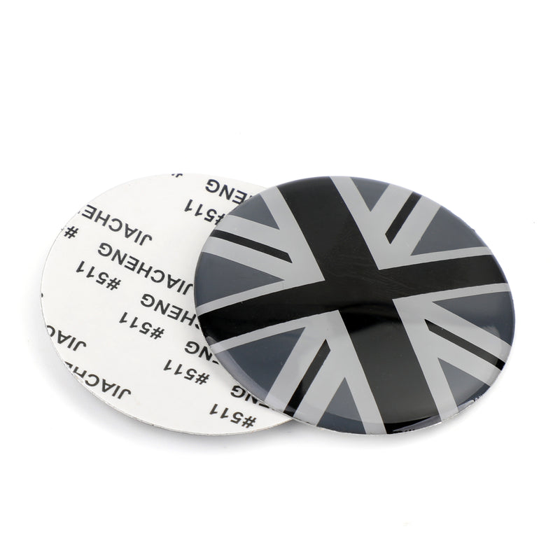Wheel Center Hub Cap Emblem Badge decal Black Union Jack UK Flag For Mini Cooper Generic