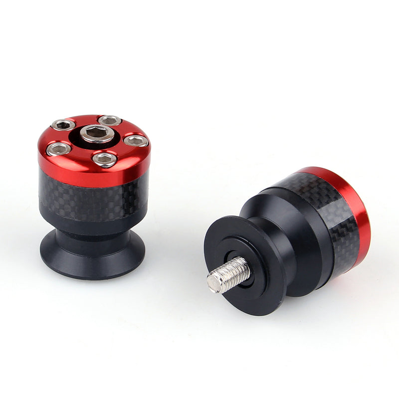 Universal Motorcycle CNC Carbon Fiber 10mm Swingarm Sliders Spools Red Generic