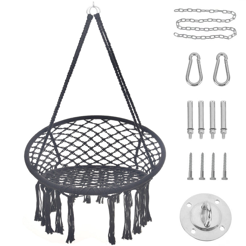 Hammock Chair Rope Hanging Swing Round Indoor Ourdoor Patio Bedroom Hammock