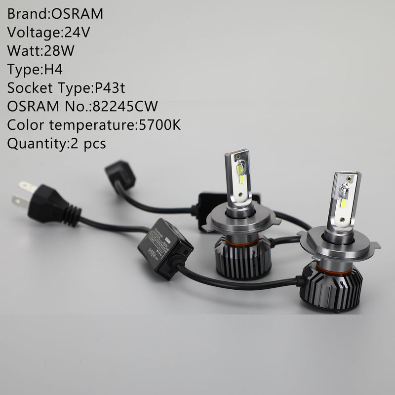 82245CW For OSRAM LED Truck Headlight Lamp H4 24V28W Cool White Light 5700K Generic