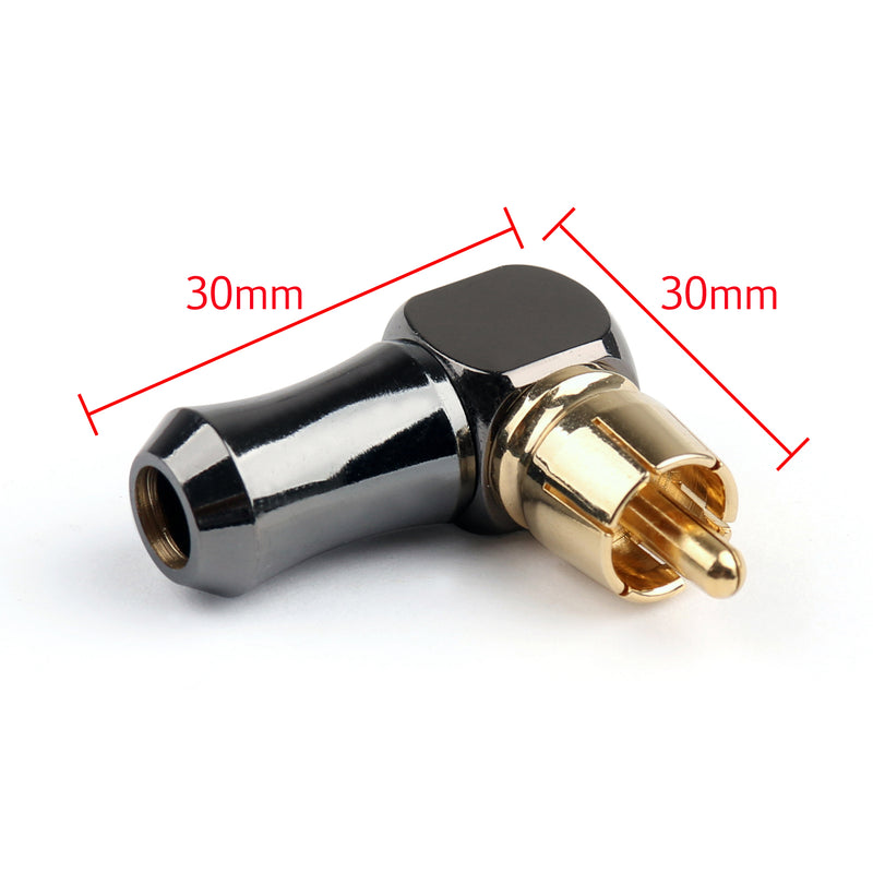 4PCS Brass RCA Right Angle Male plug Audio Video Connector Soldering Adapter