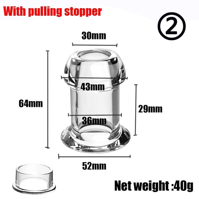 Anal Sex Spreader Hollow Butt Plug Flared Deep Access Tunnel Probe W/stopper