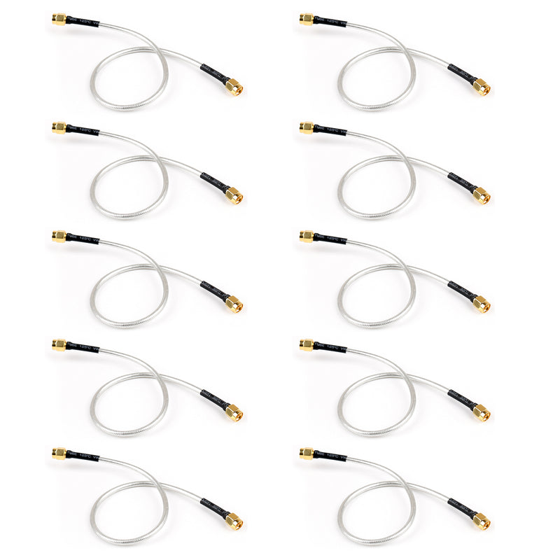 10Pcs SMA Male to SMA Male RF Extension Coax Pigtail Semi-Rigid Cable RG402 30cm
