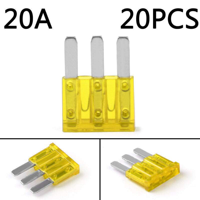 20Pcs Micro3 Fuse Automotive ATL 20A 3 Prong Micro Blade Fuse For Ford Focus