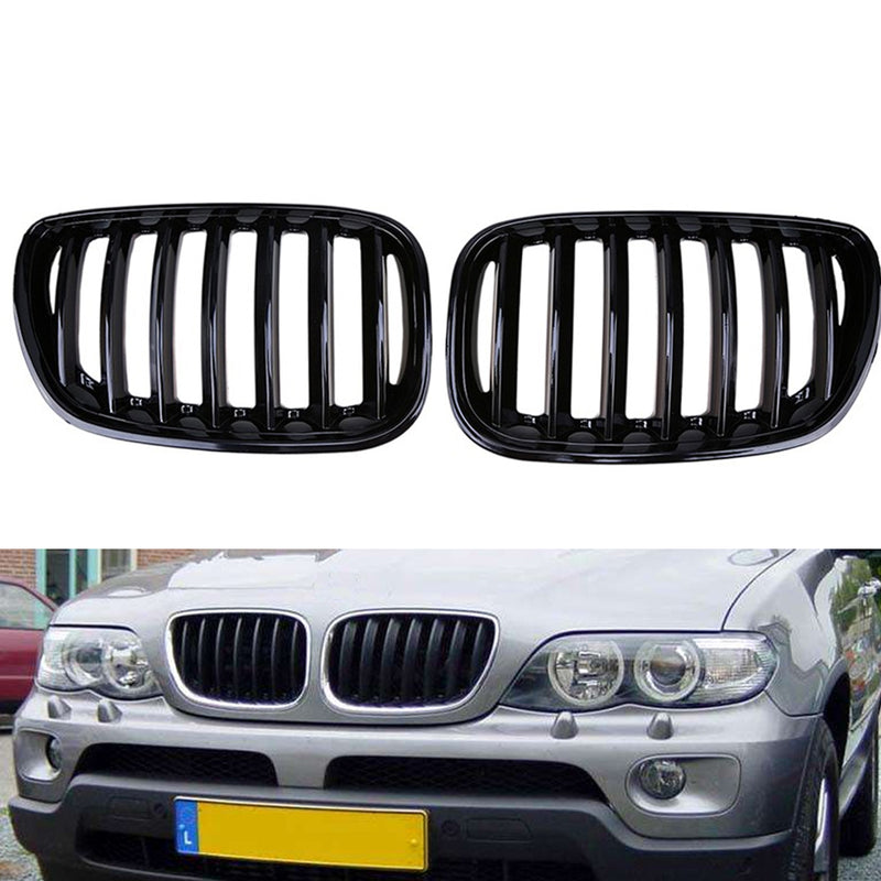 Front Kidney Grill Grille Fit BMW X5 E53 2004-2006 X Series Gloss Black Generic