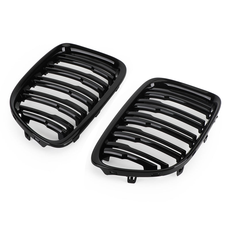 Gloss Black Dual Slats Front Hood Kidney Grill Grille Fit BMW X1 E84 2009-14 SUV Generic