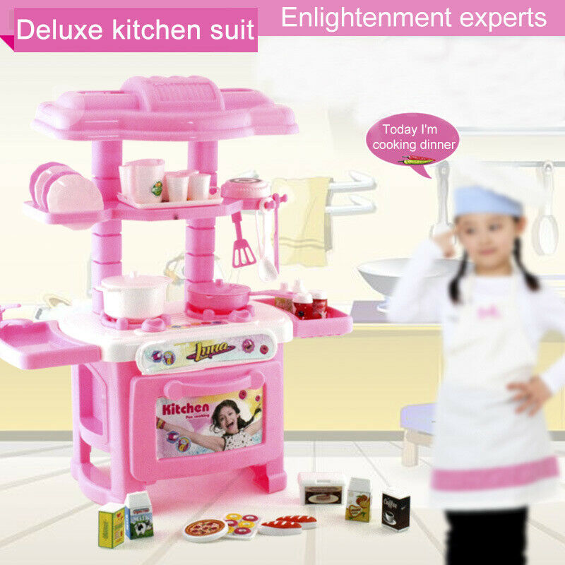 Kids Toddler Playset Toy Gift Kitchen Toy  Cooking Pretend Play Set Plastic Pink