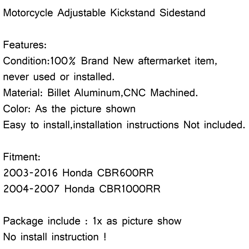 Adjustable Kickstand Sidestand Side Stand For HONDA CBR 600 1000 RR 600RR 1000RR