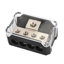 Splitter Heat resistant Nickel Plated Clear Cover plastic housing 2pcs Distribution Block T Type 1x0GA In 4x4GA Out for Car Audio Marine