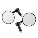 CUSTOM HANDLEBAR MIRROR BLACK 4" ROUND LEFT & RIGHT SIDE 7/8" ADAPTORS 16-19MM